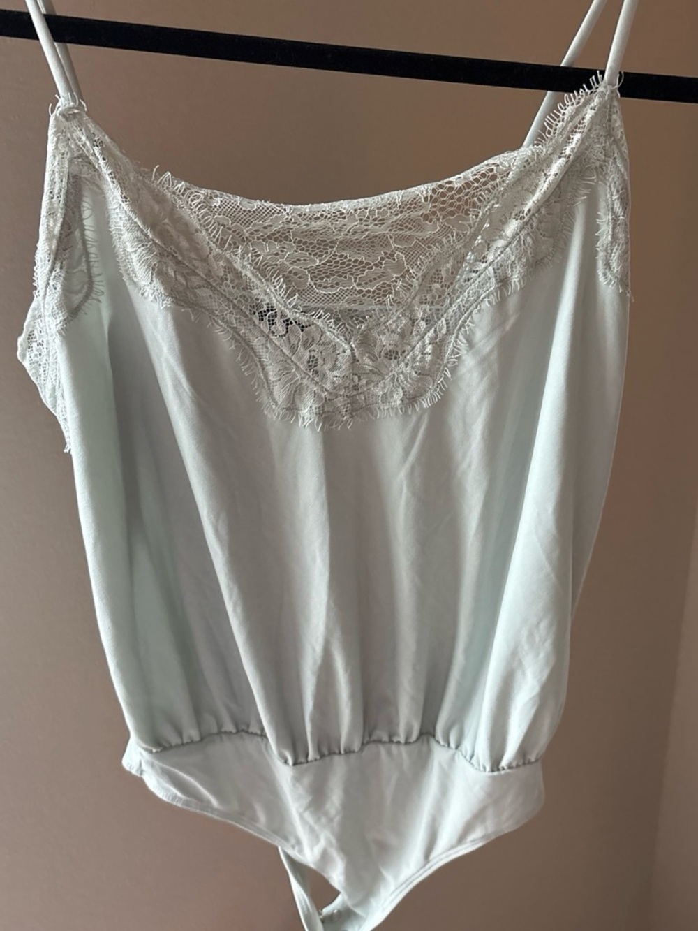 Express Pale Mint Lace-Trim Slip Bodysuit